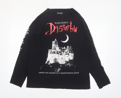 Disturbia Men's Black Gothic Graphic Long Sleeve T-Shirt Size L