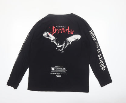 Disturbia Men's Black Gothic Graphic Long Sleeve T-Shirt Size L