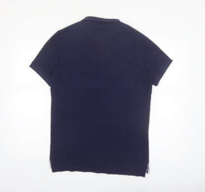 Superdry Men's Blue Slim Fit Short Sleeve Cotton Polo Shirt Size S