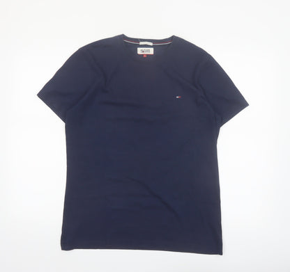 Hilfiger Denim Men's Navy Blue Crew Neck Cotton T-Shirt Size L