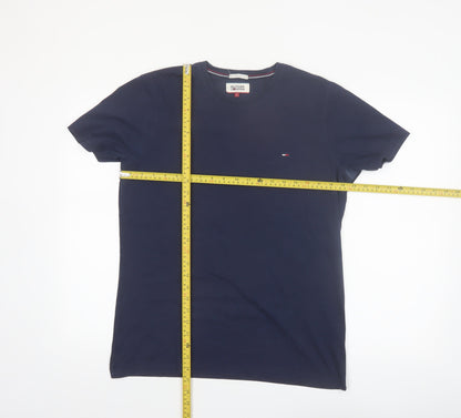 Hilfiger Denim Men's Navy Blue Crew Neck Cotton T-Shirt Size L