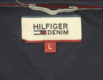 Hilfiger Denim Men's Navy Blue Crew Neck Cotton T-Shirt Size L