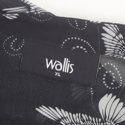 Wallis Women’s Black Bird Print Chiffon Tunic Blouse XL