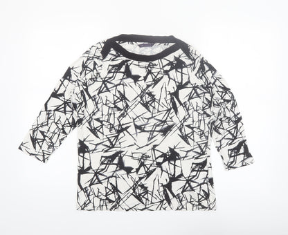 Marks and Spencer Womens Black White Geometric Jersey T-Shirt Size 14