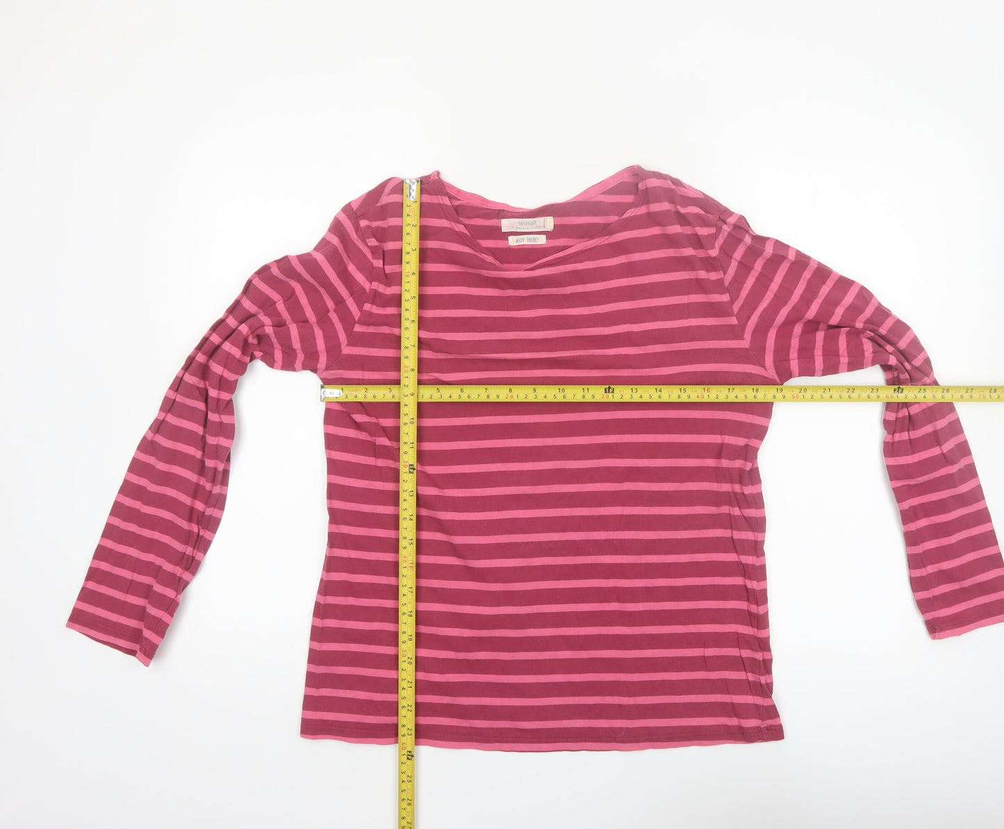 Seasalt Women’s Pink Striped Organic Cotton Long Sleeve Top Size 14