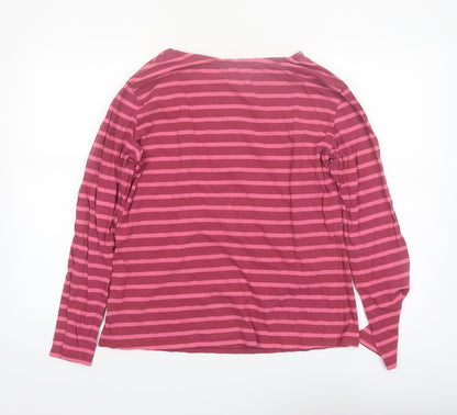 Seasalt Women’s Pink Striped Organic Cotton Long Sleeve Top Size 14