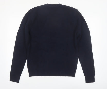 Marks and Spencer Men's Blue Wool Blend Crew Neck Jumper Size S