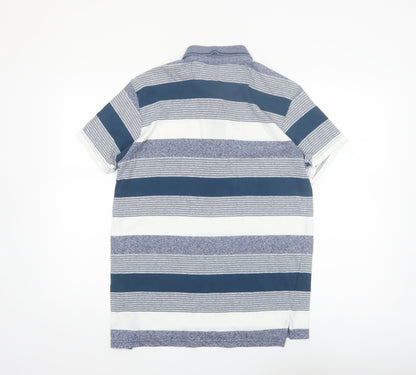 Pierre Cardin Men's Blue Striped Cotton Polo Shirt Size S