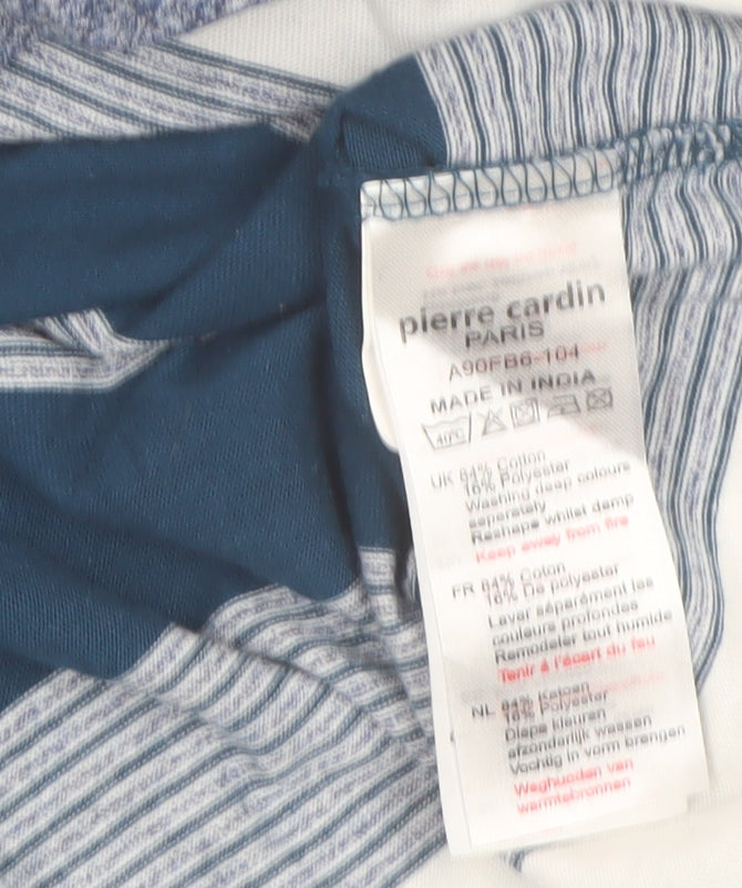 Pierre Cardin Men's Blue Striped Cotton Polo Shirt Size S