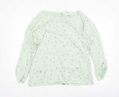 Mantaray Womens Green Striped Cotton Long Sleeve T-Shirt Size 18