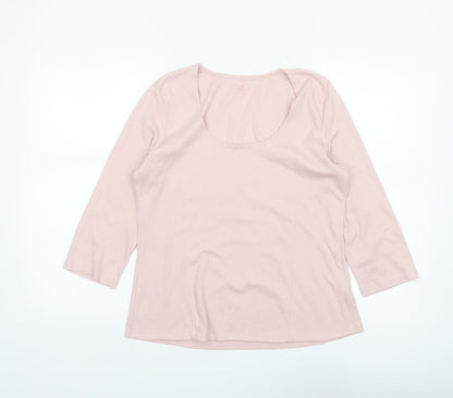 Spirit of the Andes Women Pink 3/4 Sleeve Pima Cotton Scoop Neck Top M