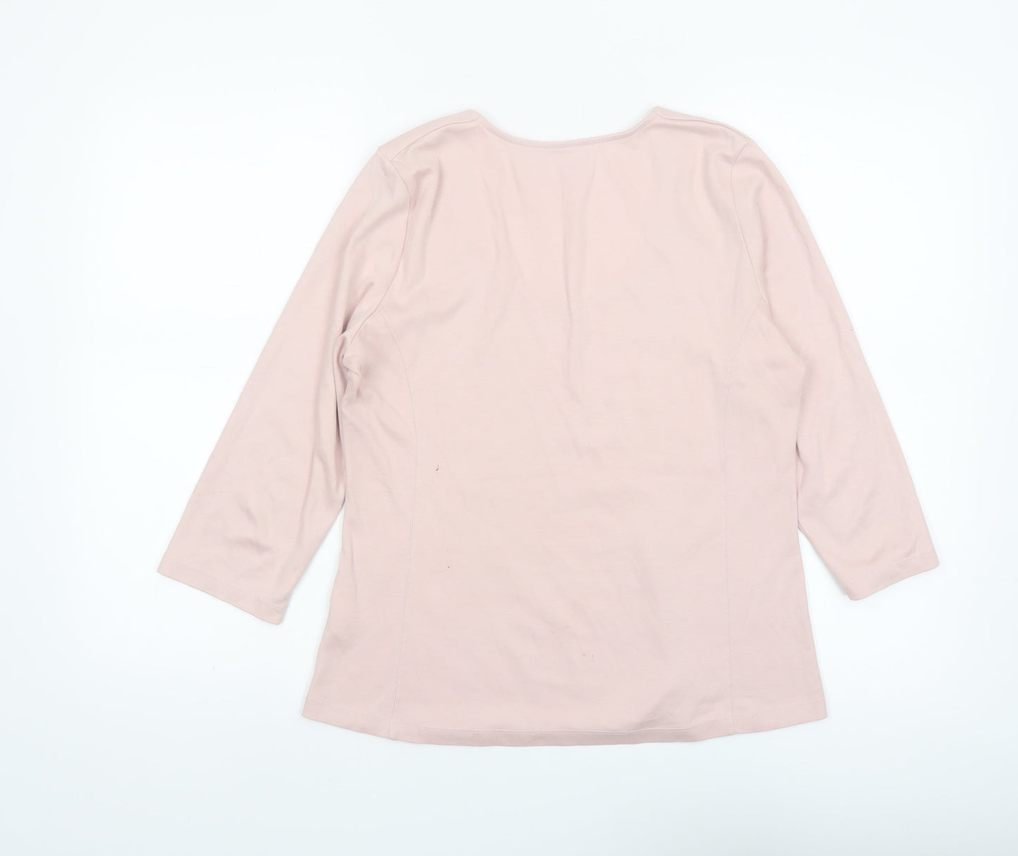 Spirit of the Andes Women Pink 3/4 Sleeve Pima Cotton Scoop Neck Top M