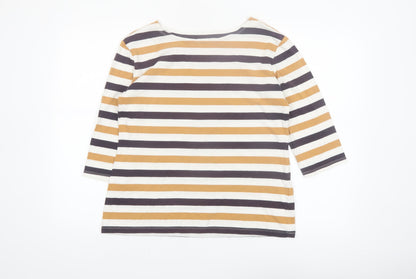Seasalt Women’s Multicoloured Striped Organic Cotton 3/4 Sleeve T-Shirt Size 14