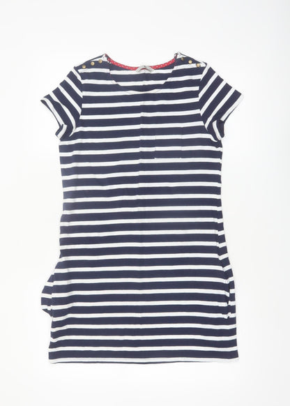 Tu Women Blue Striped Cotton T-Shirt Dress Size 8