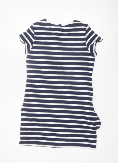 Tu Women Blue Striped Cotton T-Shirt Dress Size 8