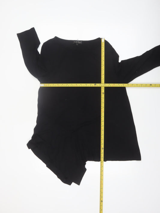 Phase Eight Women's Black Viscose Tunic Top UK 12 3/4 Sleeve