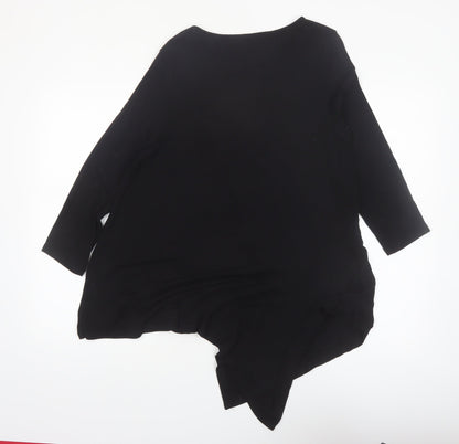 Phase Eight Women's Black Viscose Tunic Top UK 12 3/4 Sleeve
