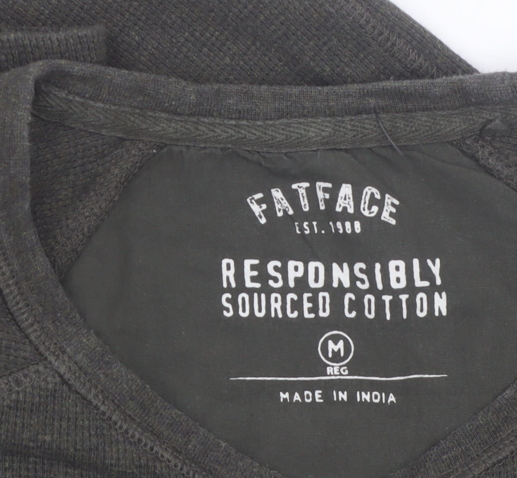 FatFace Men’s Green Cotton Long Sleeve Regular Fit Top M