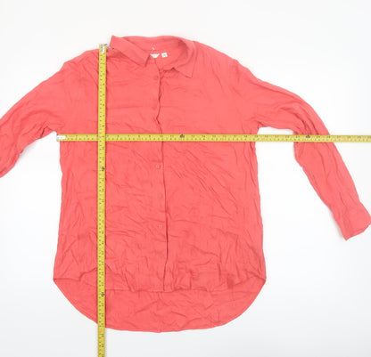 Uniqlo Womens Pink Long Sleeve Viscose Button-Up Shirt S