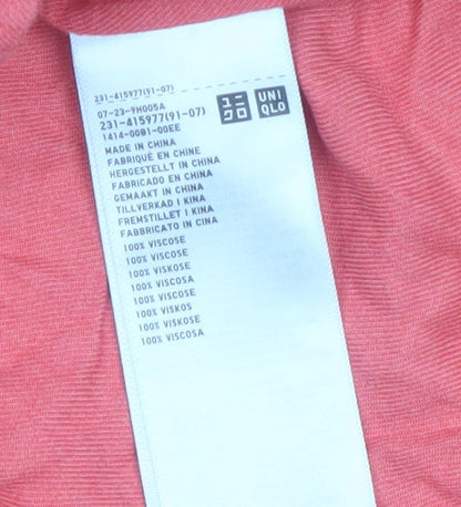 Uniqlo Womens Pink Long Sleeve Viscose Button-Up Shirt S