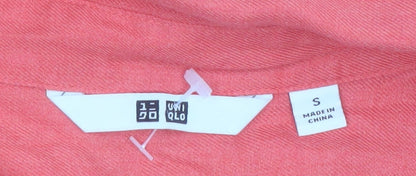 Uniqlo Womens Pink Long Sleeve Viscose Button-Up Shirt S