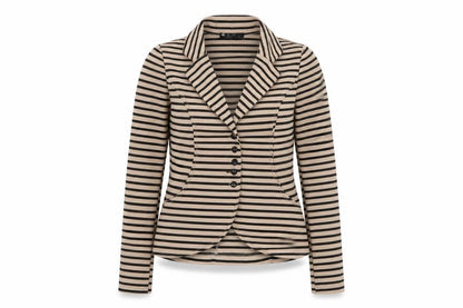 Eve Seduire Womens Beige Striped Slim Fit Blazer Size 8