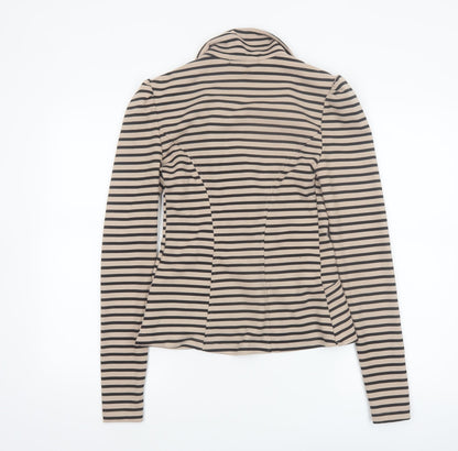 Eve Seduire Womens Beige Striped Slim Fit Blazer Size 8