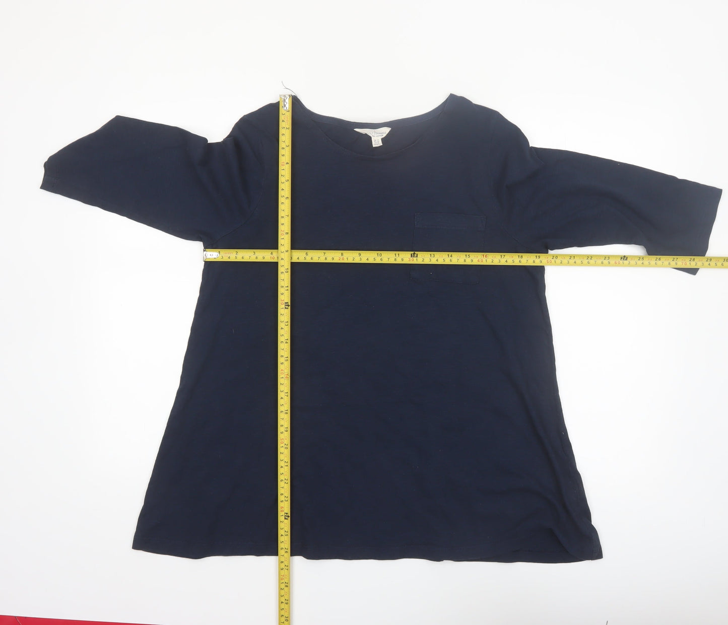 Seasalt Cornwall Women's Navy Organic Cotton 3/4 Sleeve Tunic UK 14