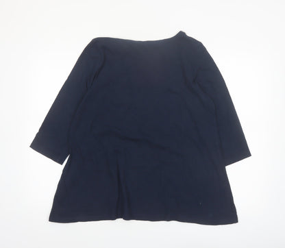 Seasalt Cornwall Women's Navy Organic Cotton 3/4 Sleeve Tunic UK 14