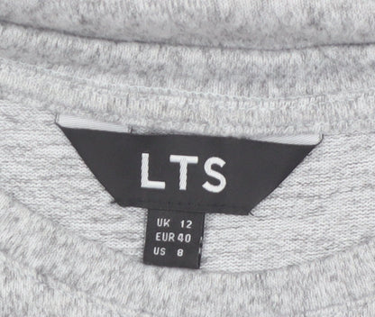 LTS Women's Grey Sequin Star Long Sleeve Tall Jersey Top UK 12
