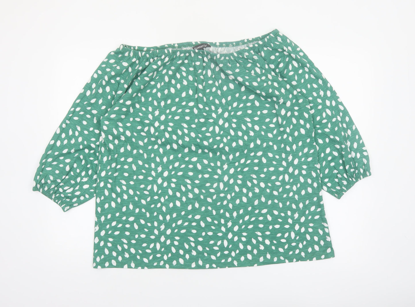 Bonmarché Women’s Green Floral Cotton 3/4 Sleeve Tunic Blouse Size 14