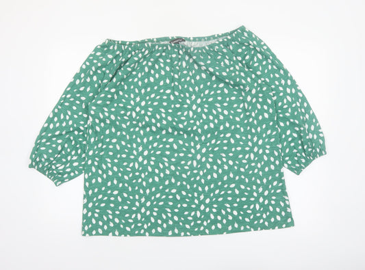 Bonmarché Women’s Green Floral Cotton 3/4 Sleeve Tunic Blouse Size 14