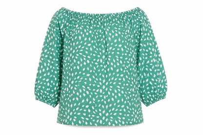 Bonmarché Women’s Green Floral Cotton 3/4 Sleeve Tunic Blouse Size 14