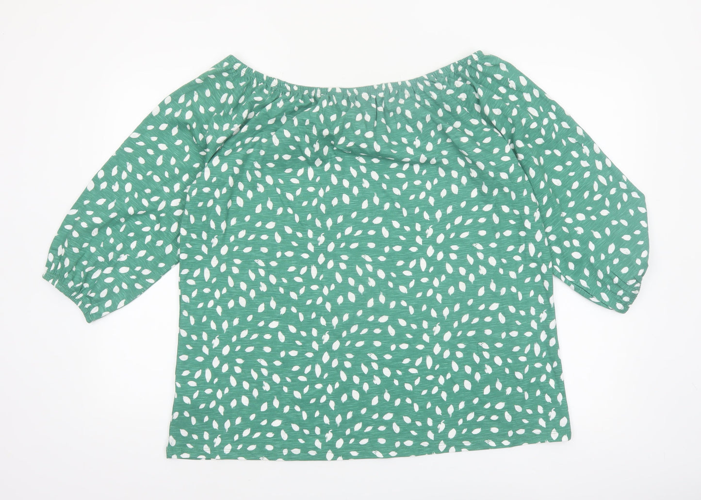 Bonmarché Women’s Green Floral Cotton 3/4 Sleeve Tunic Blouse Size 14