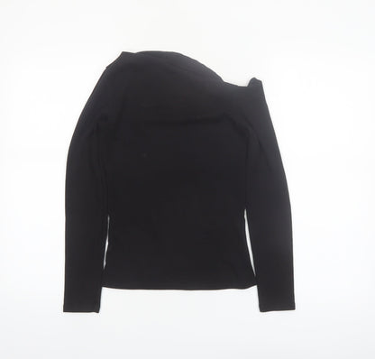 Stradivarius Women Black Off Shoulder Long Sleeve Slim Fit Top M