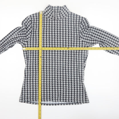 Marks and Spencer Women's Black Geometric Roll Neck Long Sleeve Top Size 14