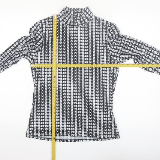 Marks and Spencer Women's Black Geometric Roll Neck Long Sleeve Top Size 14
