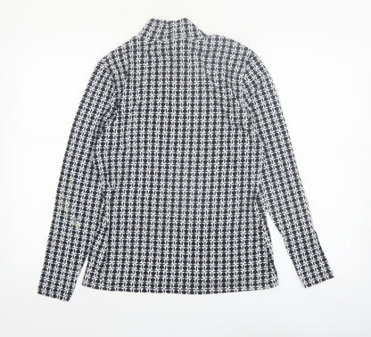 Marks and Spencer Women's Black Geometric Roll Neck Long Sleeve Top Size 14