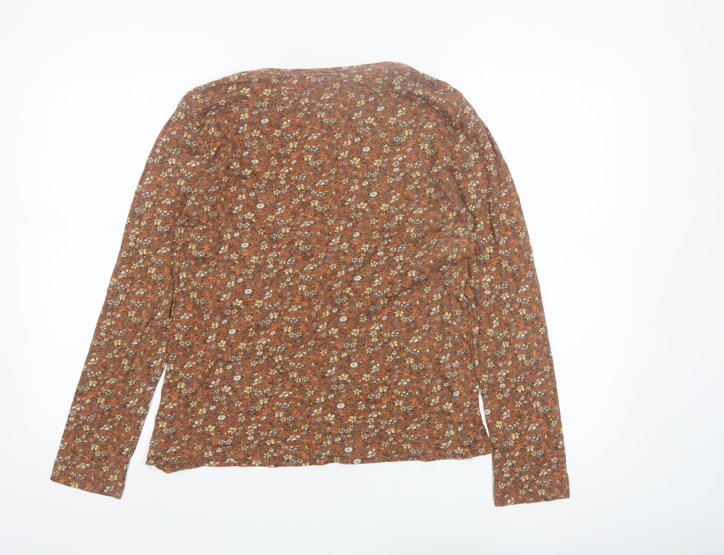 Burgs Women's Brown Floral Long Sleeve Cotton Modal Top Size 12
