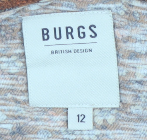 Burgs Women's Brown Floral Long Sleeve Cotton Modal Top Size 12