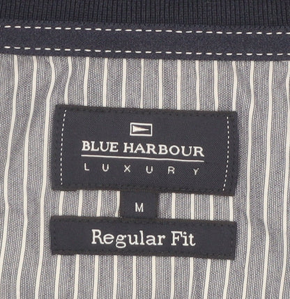 Marks and Spencer Blue Harbour Men's Blue Striped Regular Fit Polo Shirt M