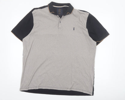 Next Men's Beige & Black Short Sleeve Cotton Polo Shirt XXL