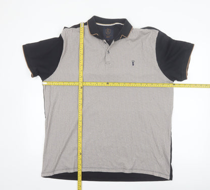 Next Men's Beige & Black Short Sleeve Cotton Polo Shirt XXL