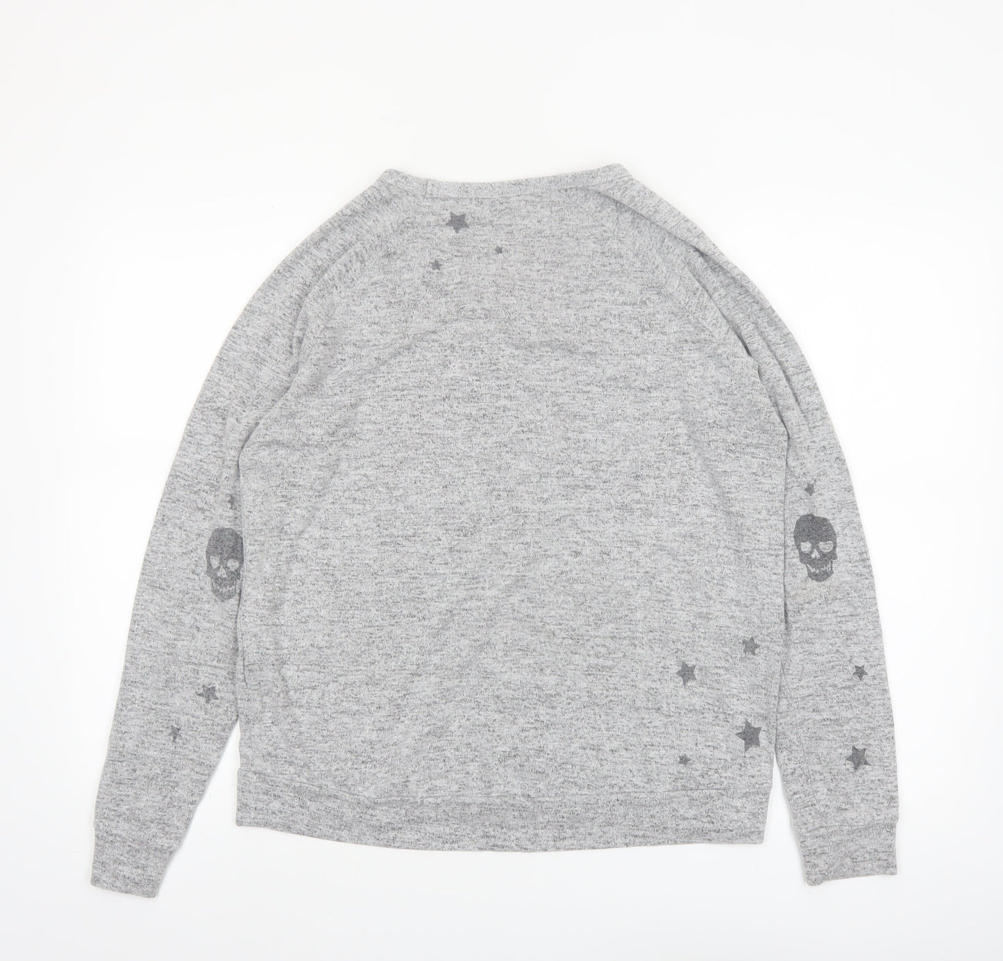 P.J. Salvage Women's Grey Skull Star Jersey Long Sleeve Top Size 10