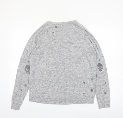 P.J. Salvage Women's Grey Skull Star Jersey Long Sleeve Top Size 10