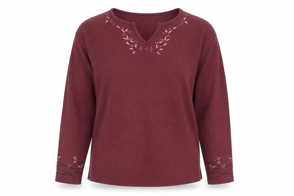 Debenhams Women Red Embroidered V-Neck Knit Jumper Size 10