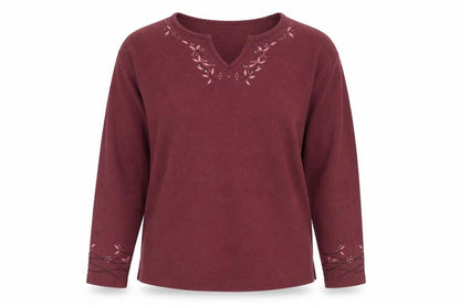 Debenhams Women Red Embroidered V-Neck Knit Jumper Size 10