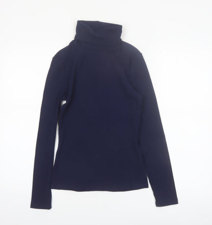 River Island Women's Blue Roll Neck Long Sleeve Slim Fit Top Size 8