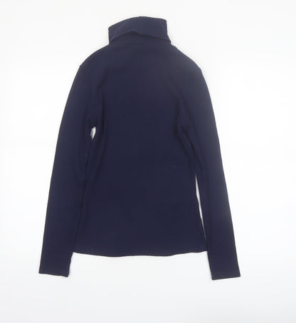 River Island Women's Blue Roll Neck Long Sleeve Slim Fit Top Size 8