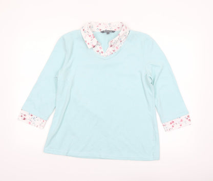 Bonmarché Women’s Blue 3/4 Sleeve V-Neck Blouse Size 14